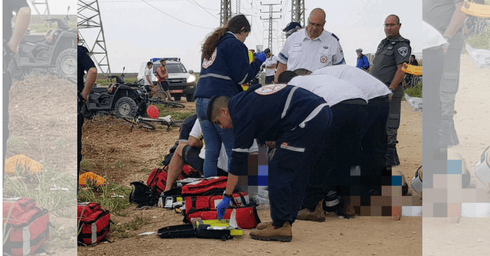  רוכב אופניים התמוטט. זירת האירוע בעמק יזרעאל(צילום: חן יסניץ דוברות מד"א)
