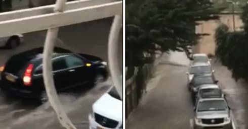 הצפות בשכונת מקור חיים. צילום: מלכה והב