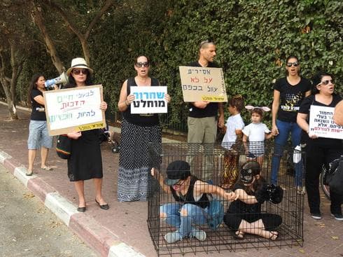 מחאה בשערי החי כיף | צילום: ענת ניר, צבי איילנדר, עינת יפת