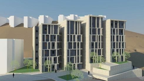 הדמית המעונות בצומת בייט. הדמיה: אדריכל יעקב מולכו - מולכו אדריכלים בע"מ