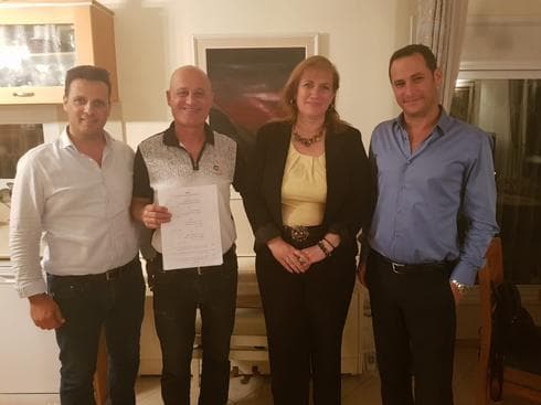 קינסטליך, אבן-זהר, דעבול ואוזן. מעמד חתימת ההסכם | צילום: סורין גנות
