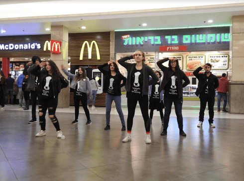 הריקוד בקניון הגדול. צילום: עמותת אנימלס
