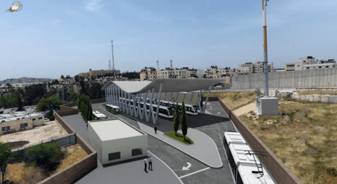 הדמית החניון הקטן לרכבת הקלה. הדמיה: צוות תכנית אב לתחבורה
