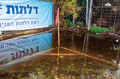 דגל קרן שטבע בתוך שלולית ענק | צילום: יואב דודקביץ'