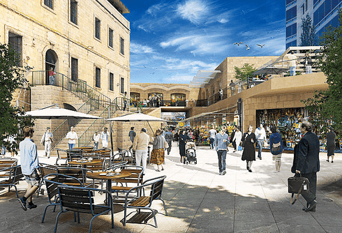המלון והחצר הצמודה. הדמיה: יח"צ