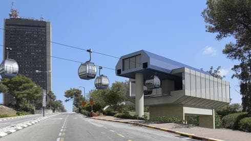 צילום הדמיה של הרכבלית בחיפה. יפה נוף צילום הדמיה של הרכבלית בחיפה. יפה נוף