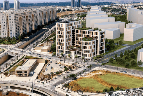 תצלום אוויר -הדמיית בית הדיור ברשת עד 120 בעיר מודיעין | באדיבות 'עד 120'