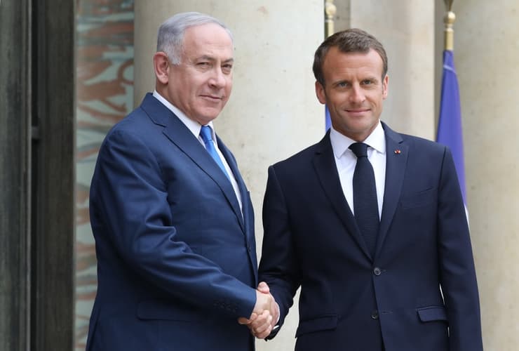 Francia, Bélgica y Luxemburgo, algunos de los países que impulsan medidas contra Israel en caso de que se concrete el plan de anexión. (AFP) Macron Netanyahu