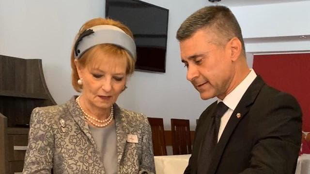 El embajador David Saranga con la princesa Margarita