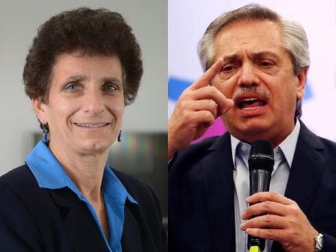 Galit Ronen y el presidente argentino, Alberto Fernández, quien eligió visitar Israel en su primer viaje como jefe de Estado. (Ynet) ronen fernandez