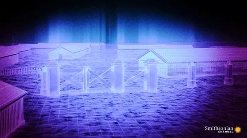 Reconstrucción del campo de concentración detectado por el drone. (Museo Smithsonian) Reconstrucción del campo de concentración detectado por el drone