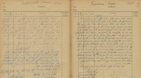 Una página del libro contable de Bergen-Belsen para ayudar a prevenir 'esposas encadenadas' luego del Holocausto 
