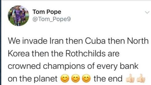 El tweet de Tom Pope: lo borró poco tiempo después, pero podría derivar en una sanción 