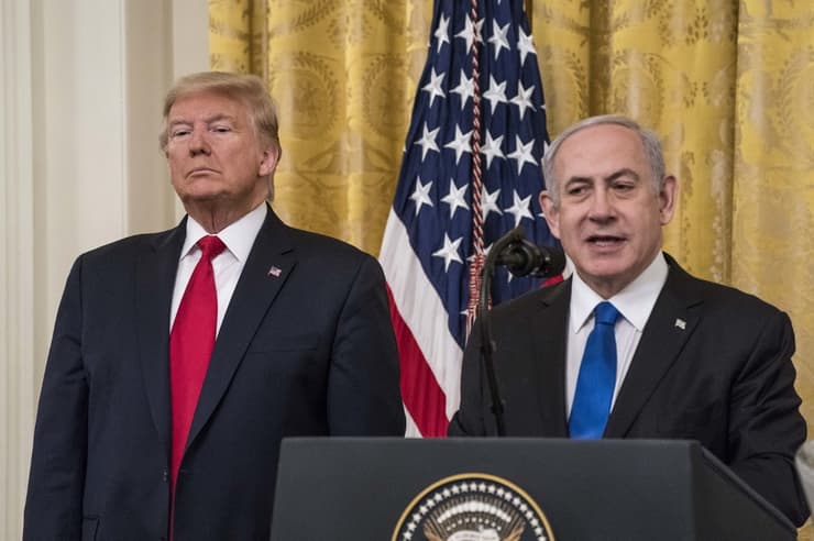 Netanyahu tuvo cuidado de no usar la palabra "anexo" en sus comentarios del martes. (AFP) Trump Netanyahu