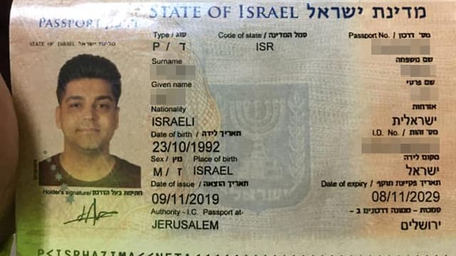 Pasaporte falso del ciudadano iraní