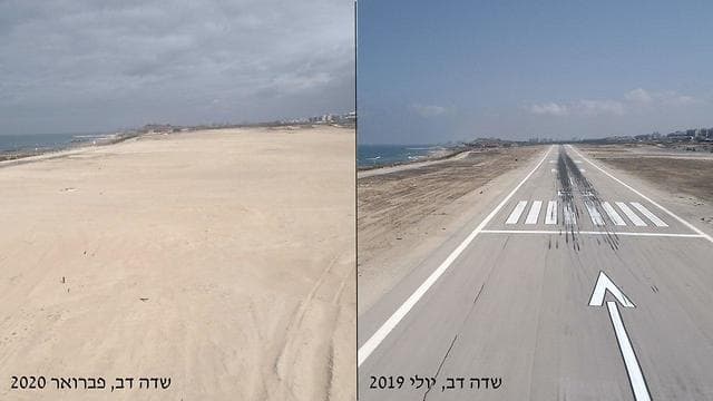 La pista del aeropuerto hoy es un terreno de arena vacío (Departamento de Relaciones Públicas, Ministerio de Defensa) Sde Dov