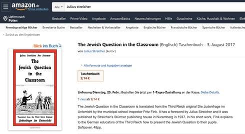 Libro antisemita en venta en Amazon 