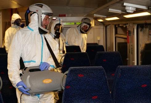Operativo de desinfección de trenes
