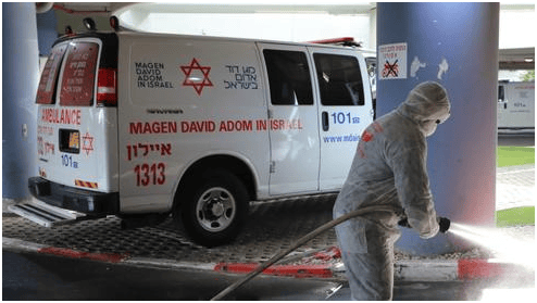 Desinfección en el Hospita Ichilov, de Tel Aviv. 