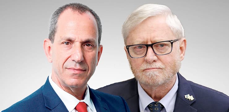 Yosef Shapira, ex contralor estatal, y Shmuel Hauser, ex jefe de la Autoridad de Valores de Israel. (Amit Shaal y Orel Cohen) Yosef Shapira y Shmuel Hauser.