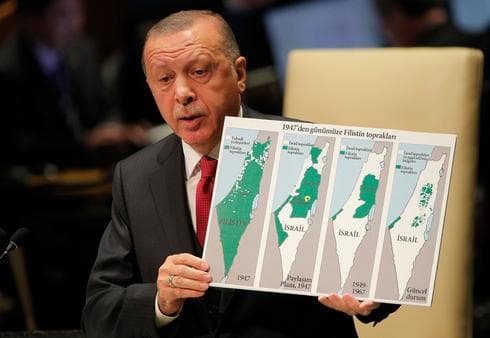 El presidente turco critica a Israel durante un discurso en la ONU en septiembre del 2019. (Reuters) El presidente turco critica a Israel durante un discurso en la ONU en septiembre del 2019.