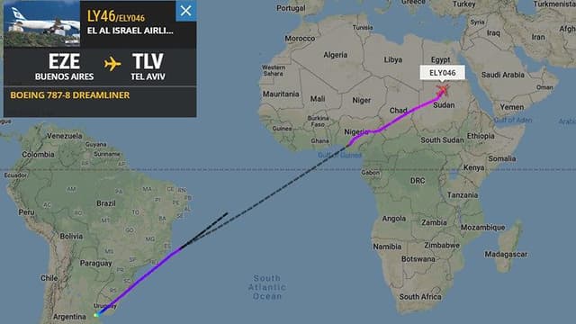 El vuelo de Argentina a Israel a través del espacio aéreo africano demoró dos horas menos que la ruta tradicional. (Ynet) El vuelo de Argentina a Israel a través del espacio aéreo africano demoró dos horas menos que la ruta tradicional.