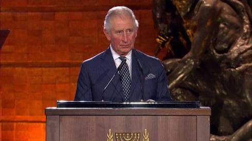 El Príncipe Carlos del Reino Unido hablando durante el Foro Mundial del Holocausto 2020. (Mizmor Productions Ltd.) El Príncipe Carlos del Reino Unido hablando durante el Foro Mundial del Holocausto 2020.