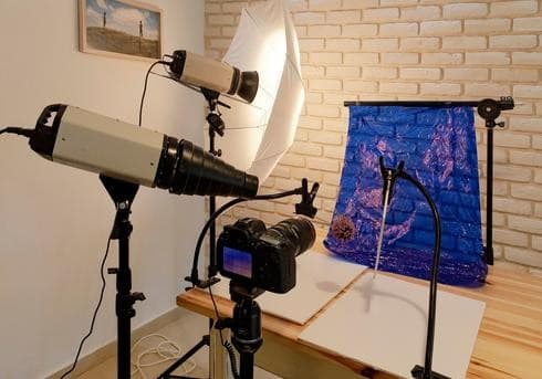 Estudio improvisado para fotografiar insectos.