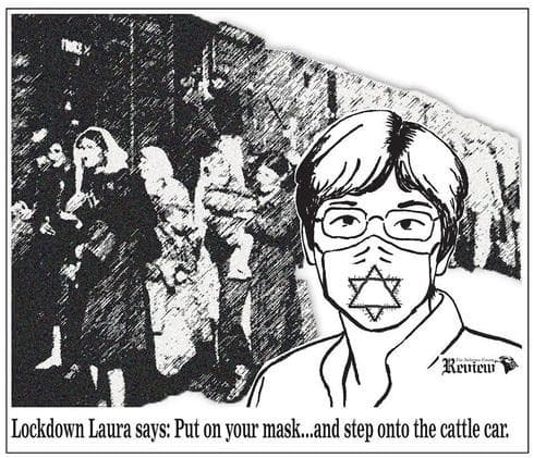 La caricatura que compara la imposición del uso de mascarillas con la Shoá.