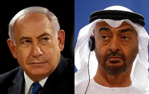 El primer ministro, Benjamín Netanyahu, y el príncipe heredero de Emiratos, Mohammed bin Zayed. 