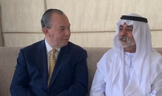 El rabino Marc Schneier y el ministro de Religión emiratí, Nahyan bin Mubarak Al Nahyan.