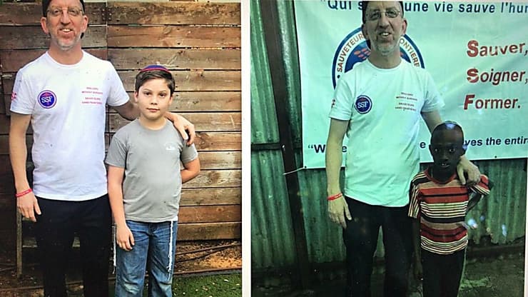 Un niño de nueve años israelí (izquierda) y un niño de la misma edad en el campamento en Etiopía. La desnutrición golpea a los miembros de la comunidad judía en el país africano. (Cortesía del doctor Harstein) Las personas en el campamento sufren de desnutrición.