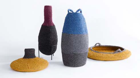 Cestas tejidas a crochet. 