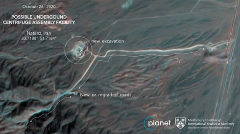 La imagen satelital en el área de la planta de Natanz. 
