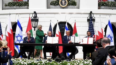 Firma de los acuerdos de Abraham entre Israel, Emiratos y Bahrein, en la Casa Blanca. (Oficina de Prensa del Gobierno de Israel) Firma de los acuerdos de Abraham entre Israel, Emiratos y Bahrein, en la Casa Blanca.