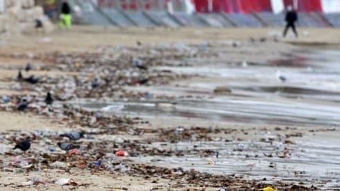 Contaminación en la playa de Tel Aviv.