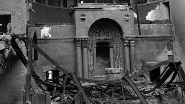 Una sinagoga destruida durante los pogromos de 1938.
