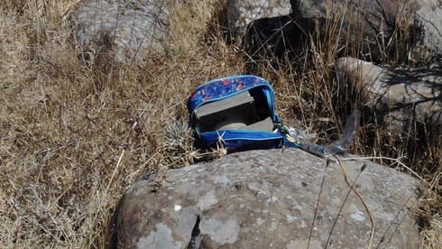 Mochila con explosivos encontrada en la frontera de Israel y Siria en el mes de agosto. 