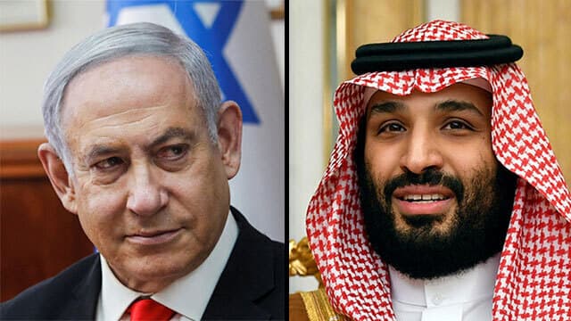 El primer ministro Benjamín Netanyahu y el príncipe heredero saudita Mohammad bin Salman. (Yariv Katz) El primer ministro Benjamín Netanyahu y el príncipe heredero saudita Mohammad bin Salman.