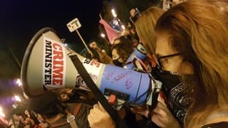 Protesta en la residencia oficial en Jerusalem. 