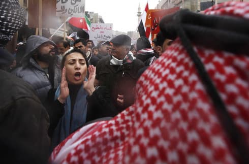 Primavera árabe, 2011. Manifestación contra el gobierno en Jordania. 