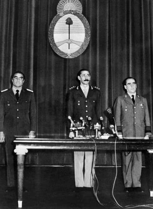 La Junta Militar que dio el golpe de Estado en 1976 en la Argentina. 
