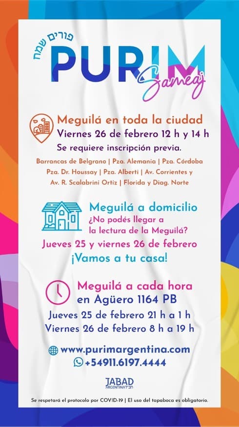 Los puntos en los que se podrá escuchar la lectura de la Meguilá. 