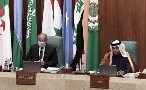 Ahmed Aboul Gheit durante una reunión de la Liga Árabe, en marzo de 2021. 