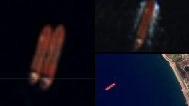 Imágenes satelitales del buque sospechado del derrame en las costas israelíes del Mediterráneo y de la transferencia de petróleo barco a barco. Imágenes satelitales del buque sospechado del derrame en las costas israelíes del Mediterráneo y de la transferencia de petróleo barco a barco.