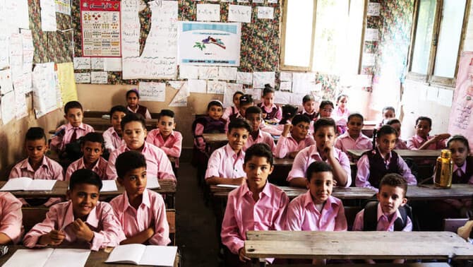 Niños en una escuela de El Cairo, Egipto.