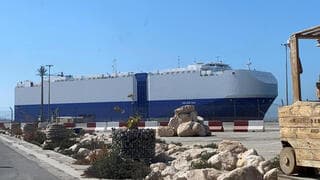 El barco israelí atacado en el Golfo de Omán.
