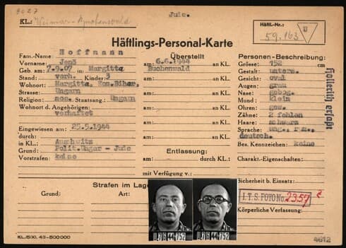 Tarjeta de prisionero del húngaro Jeno Hoffmann. 