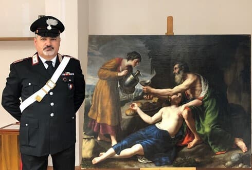 Cuadro de Poussin recuperado por la Policía de Italia. 
