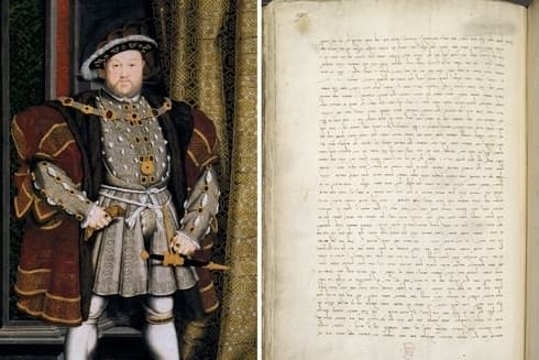 El rey Enrique VIII y la carta del rabino italiano Jacob Raphael. (Biblioteca Británica) El rey Enrique VIII y la carta del rabino italiano Jacob Raphael.